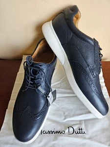 Massimo Dutti Mens Navy Blue Nappa Leather Oxfords Shoes NWT US11=EU44 4709/322 - Picture 1 of 10