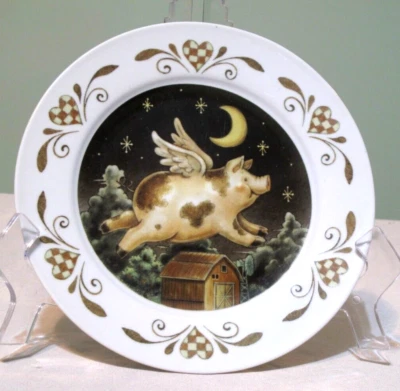 De colección Cuando los Cerdos Vuelan Coleccionable Andy Lo Deco Plato Luna Granja Pink Floyd Foto 1 de 2