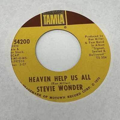 Stevie Wonder Heaven Help Us All 45 7" Funk Soul Record Vinyl Tamla Records Foto 1 de 2