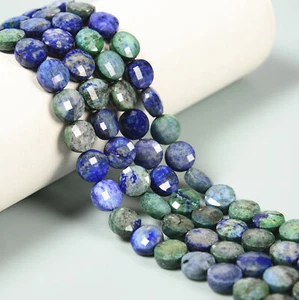 Chrysocolla Faceted Coin Beads Size 10mm 15.5'' Strand - Picture 1 of 2
