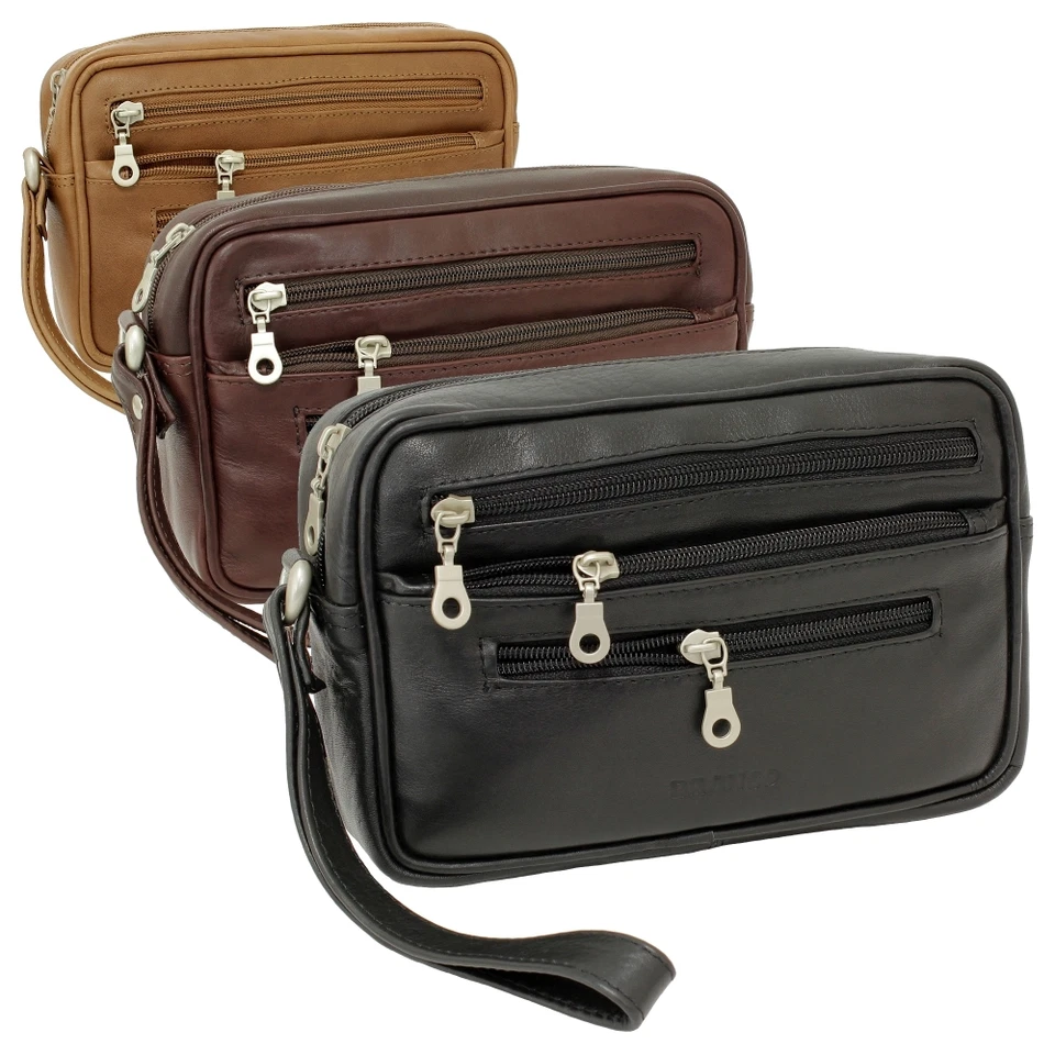 BRANCO LEDERWAREN Branco Leder Herren Handgelenktasche Herrentasche schwarz | braun | beige natur