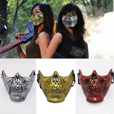 Skeleton Airsoft Skull Mask Motorcycle A+ Half Face Mask Costume Halloween Party - Image 1 of 4