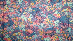 BTHY VTG PETER PAN BLUE W PINK ANIMALS ROSES AND FLOWERS COTTON FABRIC 45"W - Picture 1 of 2