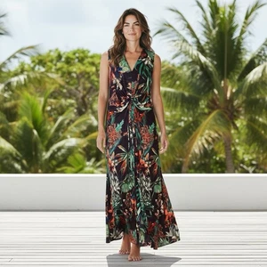 Soft Surroundings Paradise Island Tropical Maxi Dress size L Vacation Resort - Picture 1 of 8