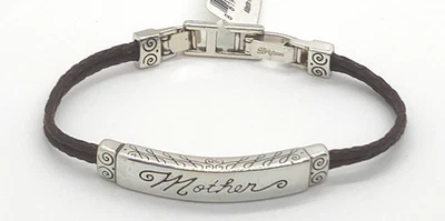 BRIGHTON серебристого тона браслет "мать прокрутки коричневый плетеный шнур 7,25" новый с Ярлыками - Изображение 1 из 4