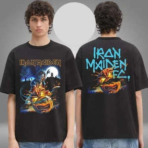 Iron Maiden Merch Haloween Eddie Pumpkin Slasher Two Sided Unisex T-Shirt Fans - Picture 1 of 5