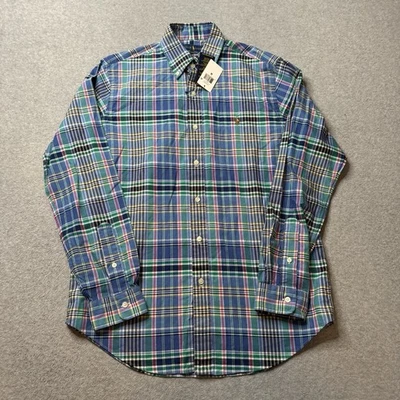 Camisa Ralph Lauren Para Hombres Mediana Verde Cuadros Colorido Algodón Carne Poni Preppy NUEVA Foto 1 de 4