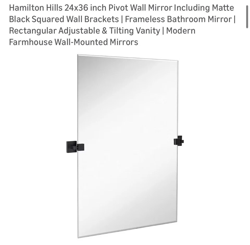 Hamilton Hills 24" X 36" Rectangle Square Black Pivot Mirror