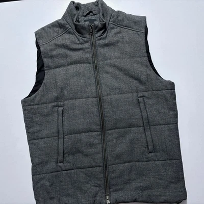 VINCE Vest Full Zip Zipper Pockets Wool Blend Stretch Soft Shell Gray Mens Large Foto 1 de 4