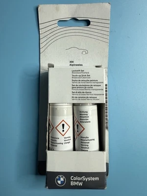 NEW GENUINE BMW TOUCH UP PAINT STICK SET 300 ALPINE WHITE COLOUR 51910301918 - Image 1 of 3