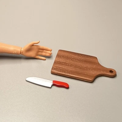 Re-ment Miniature CUTTING BOARD KNIFE Mini Figure Dollhouse Barbie Weekend Camp - Image 1 of 3