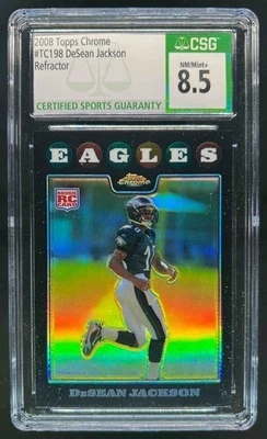 2008 Topps Chrome DeSean Jackson RC Refractor Rookie #TC198 Eagles CSG 8,5 Foto 1 de 2