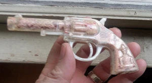 VINTAGE PLASTIC PISTOL CANDY CONTAINER WITH COWBOY ON HANDLE ORIGINAL CONTENTS! - Picture 1 of 7