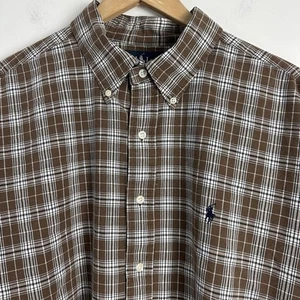 Ralph Lauren Shirt Mens XXL Brown Plaid Long Sleeve Button Up Blaire - Picture 1 of 10