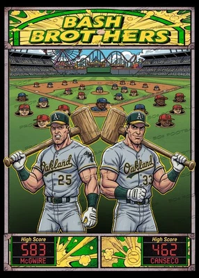 Jose Canseco Mark McGwire Bash Brothers Comic Book Custom Art Card Oakland A's - Image 1 of 2