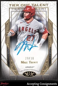 2022 Topps Tier One Talent Autographs Mike Trout AUTO 29/30 ANGELS - Picture 1 of 2