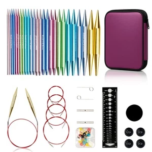 Interchangeable Aluminum Circular Knitting Needles Set - 13 Pairs of 4 Inch (... - Bild 1 von 7