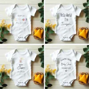 Personalised Baby Grow Vest,Pregnancy Announcement,Baby Surname, Due Date Reveal - Picture 1 of 9