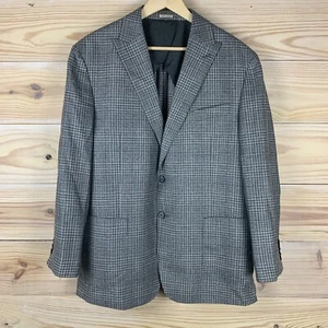 Joseph Abboud lanificio Di Pray Italy Blazer 44 R Windowpane Plaid Modern Wool - Picture 1 of 17