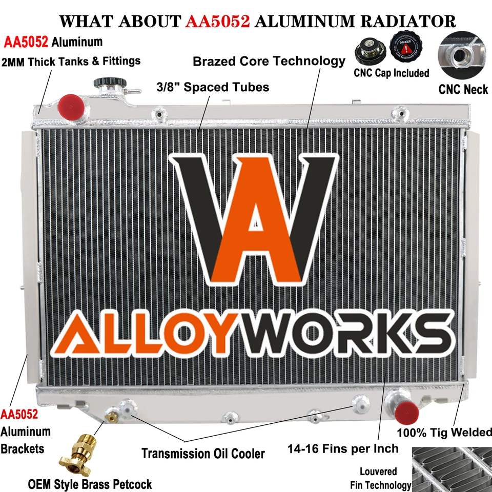 4 Row Radiator For 1990-1998 Toyota Land Cruiser HDJ80 HZJ80 1HZ 1HD 4.2L Diesel - Image 1 of 4