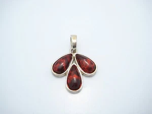 Sterling Silver Red Quartz Or Amber Teardrop Pendant Or Charm - Picture 1 of 6