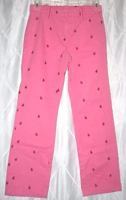 Gap Kids Ladybug Pants Girl Size 12 Embroidered Pink Red Adjustable Waist - Image 1 of 4