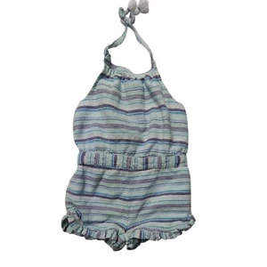 Cynthia Rowley Striped Halter Romper Ruffle Bottoms Casual Play 3T - Picture 1 of 8