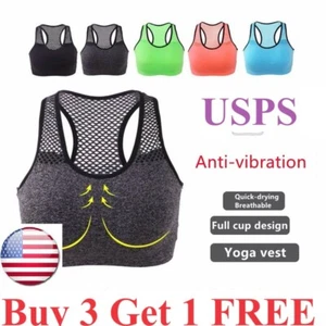 Sport Gym Yoga jogging Women Basic Stretch Crop Bra Tank Top Sleeveless Shirt - Picture 1 of 13