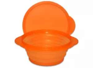 Tazón plano Tupperware con sello contenedor redondo plegable 4 tazas naranja ❤️ - Imagen 1 de 2