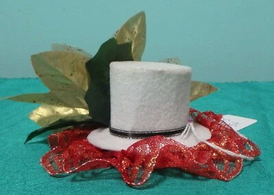 Sombrero de copa blanco de Navidad Fascinator dorado de pascua para mujeres niñas muñeca pequeña FNTHS54 Foto 1 de 4