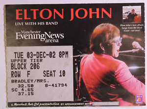 Elton John Ticket Original Songs From The West Coast Tour MEN Arena Dec 2002