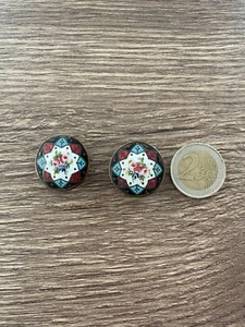 Ancienne paire de boutons de col émaillé émail - Foto 1 di 3