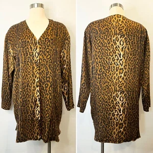 90s Victoria’s Secret Silk Leopard Print Robe Nightshirt Vintage Gold Label M - Picture 1 of 8