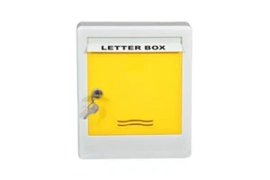 Plastic Outdoor Wall Mount Letter Box for Gate and Wall with Key Lock, Yellow - Picture 1 of 3