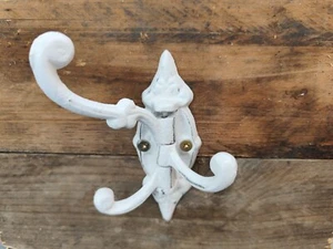 Garderobenhaken 3er drehbar Gußeisen Wandhaken Haken 13x9cm weiß Doppelhaken - Bild 1 von 8