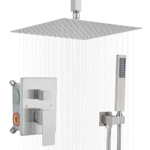 Gebürstetes Nickel Duschsystem Badezimmer 12 Zoll Regenduschkopf Deckenhalterung... - Bild 1 von 7