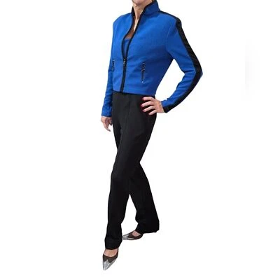 Conjunto Mono Vintage Cache 2 Piezas XS Azul Negro Moto Chaqueta Colorblock Años 80 EE. UU. Foto 1 de 4