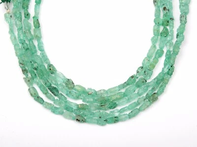 Natural Emerald Gemstone Beads 8 Inch Strand 6-7 MM Uncut Shape Jewelry Making - Image 1 of 4