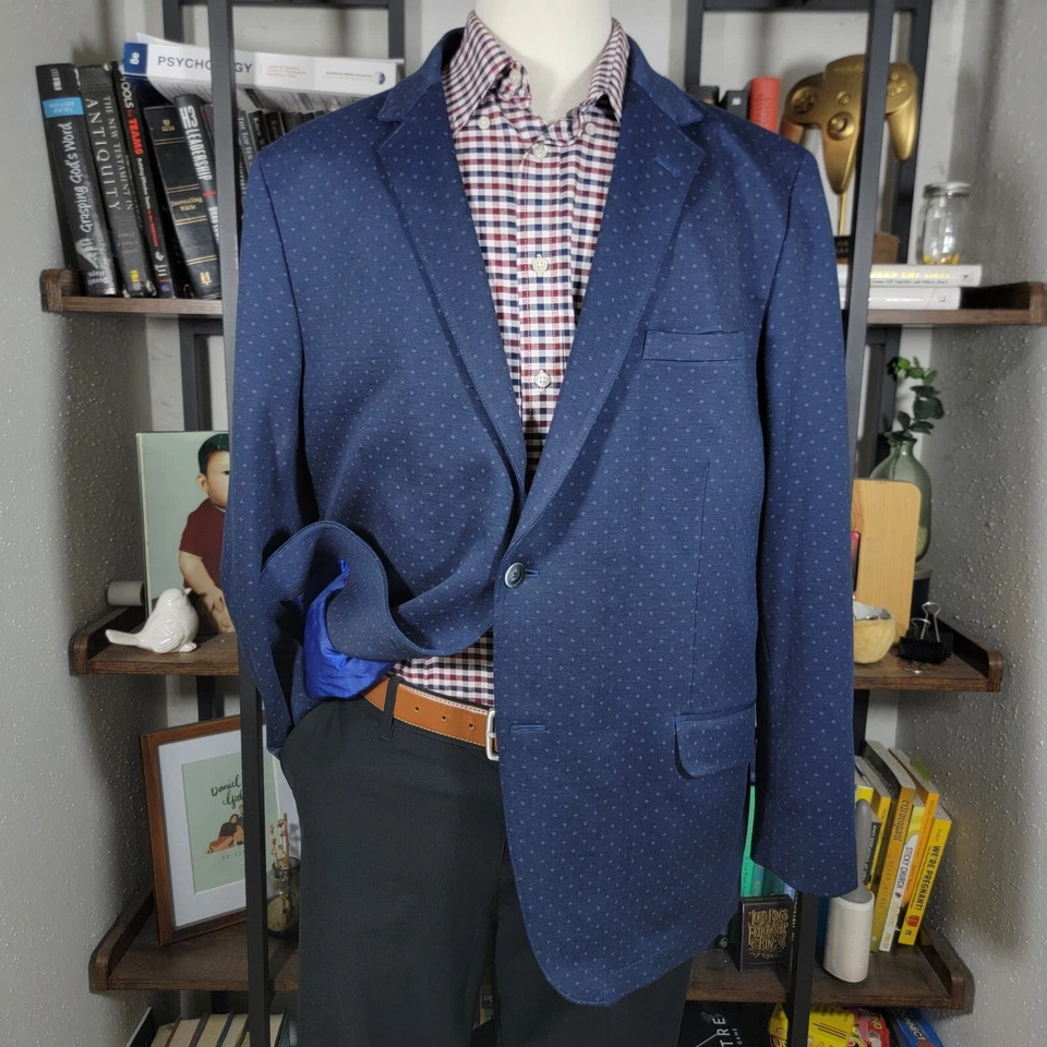 Abrigo Blazer Deportivo Ben Sherman Sastrería Para Hombre Dos Botones Azul Marino Mezcla de Poli 48L Foto 1 de 4