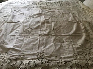 Neu Battenburg Spitzenschnitt Weiß Baumwolle Quadratisch Tischdecke 44”x 45” - Bild 1 von 6