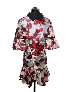 Self Portrait Dress Women Small Floral Fil Coupe Mini Flounce Cocktail Size 6 - Picture 1 of 11