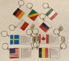 Lot of 13 Novelty Assorted Flag plastic key rings - Party favors Goodies Class