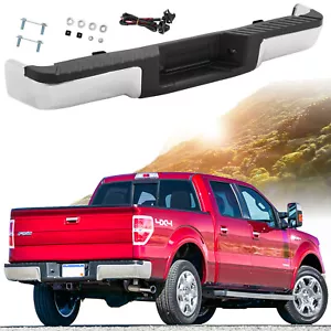 Fit For 2009-2014 Ford F150 Chrome Rear Steel Bumper Assembly W/O Park Assist - Picture 1 of 12