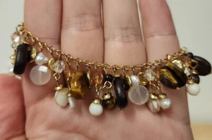 Ralph Lauren Gold Tone Tigers Eye Bracelet D9 - Picture 1 of 6