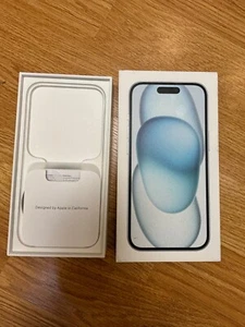 Apple A2846 iPhone 15 Bleu 128Go - Boîte vide UNIQUEMENT avec insert et autocollant - Photo 1 sur 3