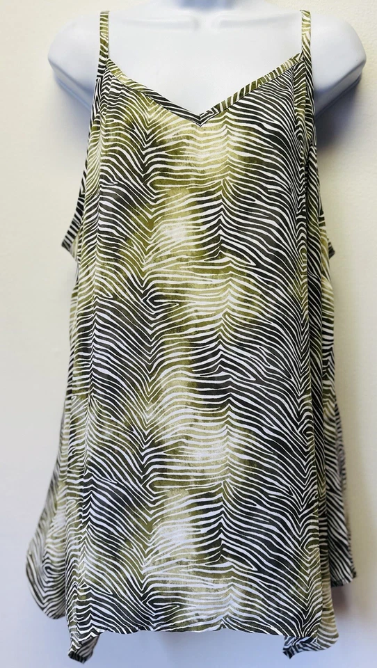 Túnica sin mangas SEJOUR 22W verde estampada cami correas ajustables para mujer Foto 1 de 4