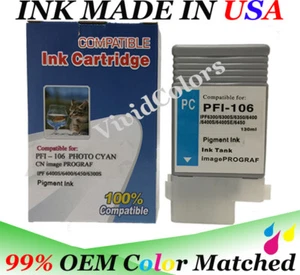 cartridge fit PFI-106 pfi-105 pc photo cyan canon ipf 6400 ipf 6400s ipf 6450 kl - Picture 1 of 2