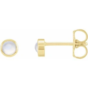 Juego de biseles de piedra lunar arco iris cabujón en oro amarillo 14K - Imagen 1 de 2