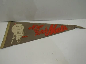 OLD VINTAGE NEW YORK METS MR. MET BASEBALL PENNANT SPORT MEMORABILIA - Picture 1 of 3