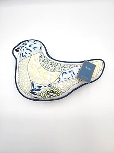 New W Tags Lillian August Linen Blend Bird Shaped Embroidered Pillow Decorative - Picture 1 of 17